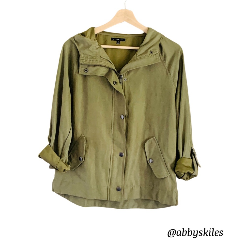 Staccato Army Green Lightweight Hooded Jacket Size Small Utility Jacket